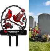 Lodou Graves Cemetery Decorations,Cardinals Memorial Grave Markers for Cemetery Memorial Stakes Metal Grave Decorations,Outdoor Outside Yard Garden (Red Bird)
