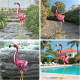 Flamingo Garden Metal Statues - Pink Flamingo Sculptures, Metal Birds Yard Art Outdoor Statue, Outdoor Backyard Decor, Patio, Porch, Lawn Ornament Large Iron Yard Decoration - 33 Inch