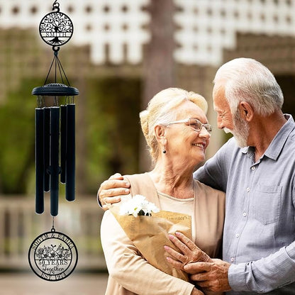 Personalized 50th/60th/25th/30th/40th/10th Anniversary Wind Chimes for Couple Parents, Personalized 50 Year Anniversary Chimes Metal Sign Gifts, Custom Metal Name Sign