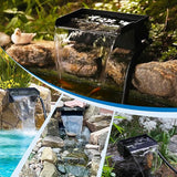 Biling 8 Inch Pond Waterfall Spillway Kit, 304 Stainless Steel Waterfall Box, 40W 660GPH Submersible Pump, 9.8FT Corrugated Tubing & Fittings, Adjustable Flow for Mini Pond & Patio Water Features