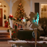 Solar Garden Statue Outdoor Decor, Art Fairy Star Figurine Light Stake, Garden Decoration Ornament for Patio Lawn Yard Pathway, Housewarming & Unique Gift for Gardening Mom Grandma