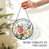 Glamma Mothers Day Christmas Birthday Gifts Suncatcher Stained Glass Window from Grandkids for Grandma, Glam-ma Gift Stained Glass Wall Decor, Glamma's Garden Catchers Indoor Window,7.9x7.9In