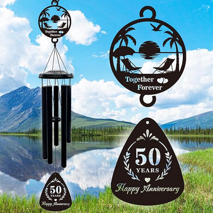 50th Anniversary Wedding Gifts for Couple,37" Golden Wedding Anniversary Wind Chimes, Unique 50 Years Marriage Keepsake for Parents Grandparents Wife Husband Friends(Beach Life)