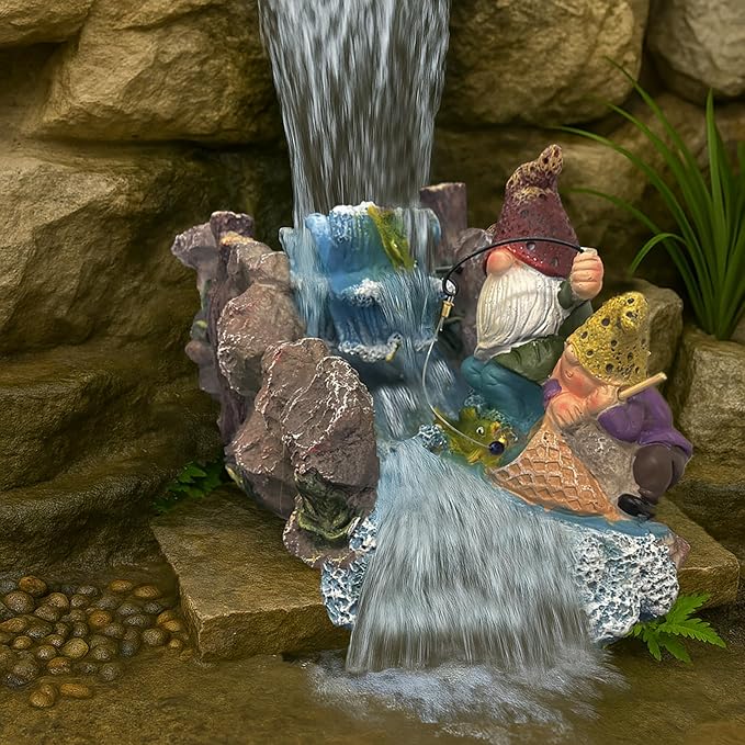 Gutter Downspout Extension Decoration Splash Block Gnome Outdoor Statues Garden Decor, 11.6" L x 6.9" W Larger Dwarf Gutter Downspout Garden Elf Sculpture Rain Concrete Pond Accessory, Gift for Mom