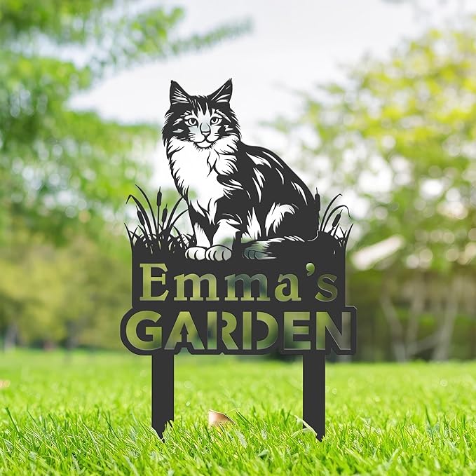 Personalized Cute Cat Kitten Metal Garden Sign,Custom Yard Sign With Stake,Outdoor Garden Décor,Pet Cat Lawn Garden Decorated Statue,Cat Sympathy Yard Metal Sign,Cat Lover Gifts Kailyard Plaque.