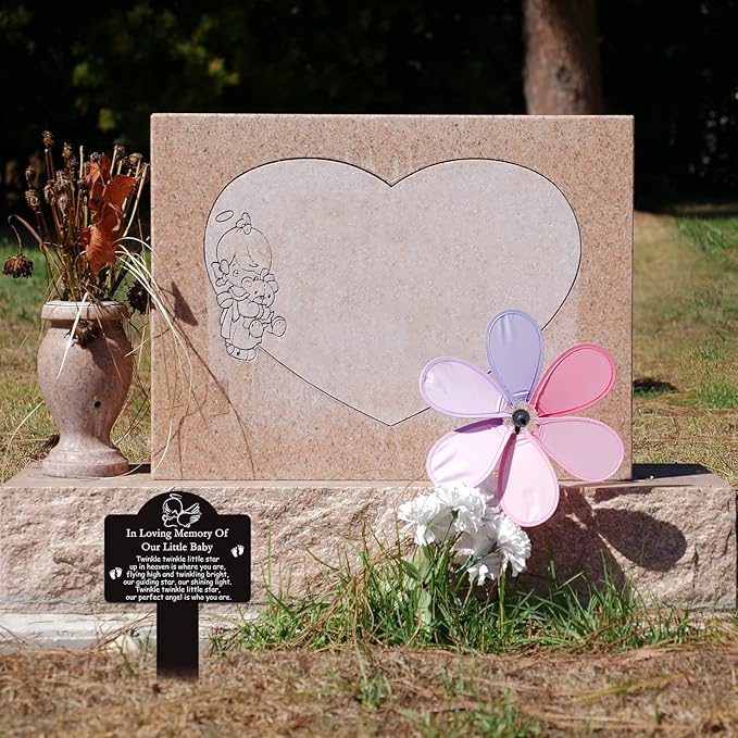 Roowest Cemetery Grave Decorations Acrylic Memorial Stakes Grave Stake Markers Sympathy Garden Plaque Waterproof Remembrance Sympathy Gift for Cemetery Graveside Outdoors Yard(Baby)