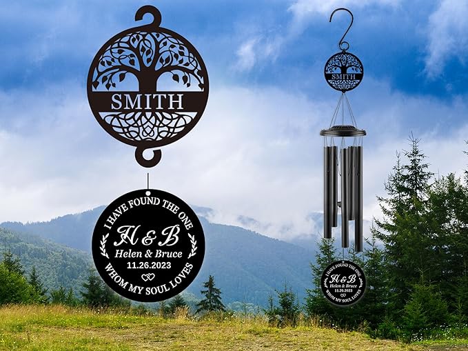 Personalized 37" Wind Chime Wedding Gifts for Couples 2025, Custom Anniversary Wedding Gift, Personalized