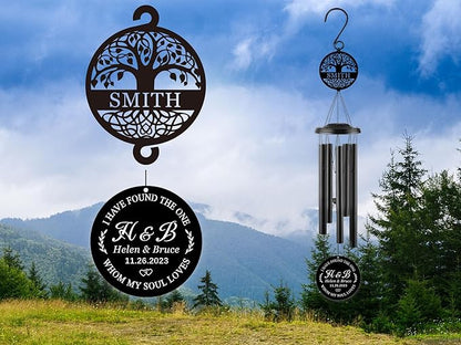 Personalized 37" Wind Chime Wedding Gifts for Couples 2025, Custom Anniversary Wedding Gift, Personalized