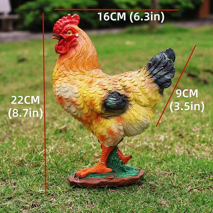 Rooster Garden Statue Decorations, Outdoor Sculpture Chicken Farm Animals Decoration, Chicken Gift Home Decor for Backyard Patio & Lawn Ornament (colorful hen)