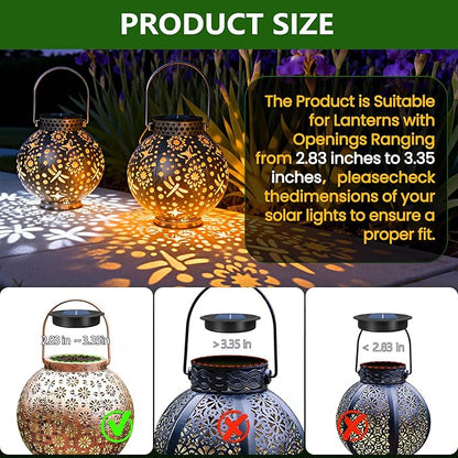 2 Pack Solar Light Replacement Tops(3.34 Inch Top, 2.83 Inch Bottom), Waterproof Replacement Solar Lantern Parts for Outdoor Hanging Lanterns DIY Table Lights Garden Patio Decor