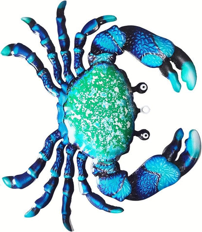 WPCJREU Crab Iron Wall Art - Marine Style Decorative Piece for Garden, Kitchen, Patio & Home Entrance - Ocean-Themed Metal Sculpture for Coastal & Nautical Spaces(A)
