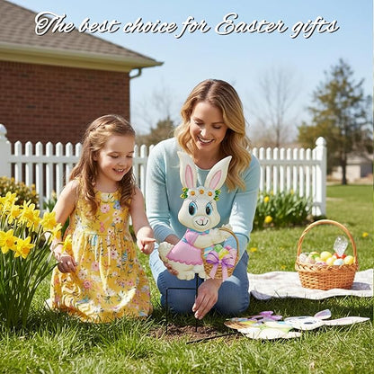 2PCS Spring Rabbit Metal Yard Decorations Stakes, Grandmas Garden Easter Holiday Yard Decoration Outdoor Stakes, Memorial Personalized Unique Garden Gifts Women for Grandma Statue