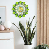 Metal Flowers Wall Decor Indoor Outdoor Metal Wall Art for Home Farmhouse Living Room Bedroom Bathroom Garden Decorations - Green