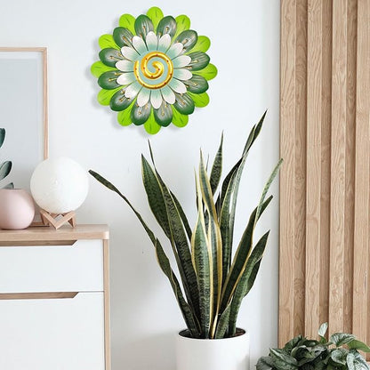Metal Flowers Wall Decor Indoor Outdoor Metal Wall Art for Home Farmhouse Living Room Bedroom Bathroom Garden Decorations - Green