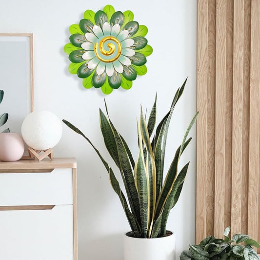 Metal Flowers Wall Decor Indoor Outdoor Metal Wall Art for Home Farmhouse Living Room Bedroom Bathroom Garden Decorations - Green
