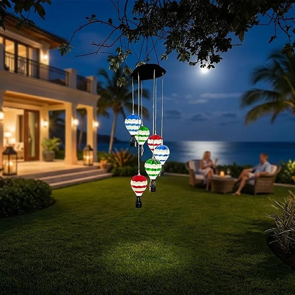 Hot Air Balloon Solar Light Waterproof,Solar-Powered Wind Chimes for Garden,Hot Air Balloon Solars Lights Outdoor,Hanging Camping Lantern for Patio,Backyard,Lawn,Porch,Garden