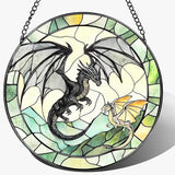 Stained Glass Window Hanging, Pauyadu 8 Inch Dragon Suncatcher Ornament, Stained Glass Suncatcher, Window Decor, Dragon Lovers Gifts, Gifts for Women, Men, and Friends
