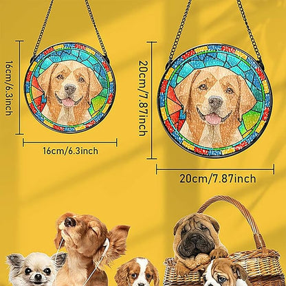 Custom Cat Stained Glass Suncatcher Pet Ornament Memorial Gifts for Pet Lovers, Personalized Pet Memorial Gifts for Dogs Window Hanging, Pets Memorial Gift, Custom Photo Gift for Loss of Dog
