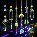 suddus 6pcs Sun Catchers Indoor Window, Hanging K9 Crystals Prism Rainbow Suncatchers for Cat, Christmas, Outdoor, Wall, Garden, Patio, Room, Cute Home Decoration