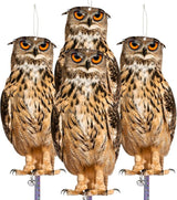 Fake Owls to Keep Birds Away from Porch 4PCS Flat Garden Owl with Reflective Tape Plastic Owl to Scare Pigeon Squirrels Woodpecker for Balcony House Outside Patio Outdoor Yard Decor Windows