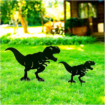 Dinosaur Metal Garden Stakes Decorative Dinosaur Gifts for Adults/Men/Women,Black Silhouette Statues for Yard Art,Outdoor Decor,Outside,Patio,Lawn Ornaments,Garden Decorations