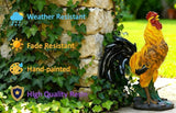 Chicken Statue Outdoor Decor,18.1''(H) Realistic Crowing Rooster Garden Sculptures for Yard Lawn,Resin Animal Figurines Home Porch Patio Art Decorations