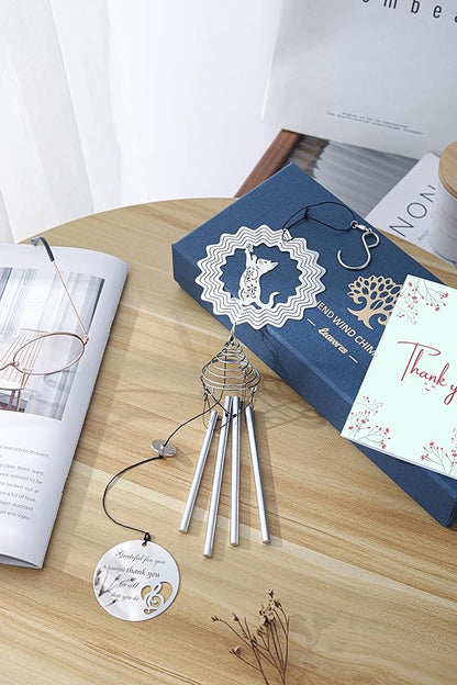 Thank You Cat Wind Chime with Cat Wind Spinner - Blue