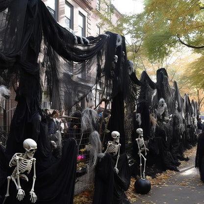 80 x 400 Halloween Decorations Creepy Cloth Indoor Outdoor, Scary Gauze Halloween Party Decorations, Spooky Home Decor Supplies for Table Tree Garden Doorway Haunted House Yard Skeleton (1PCS White)
