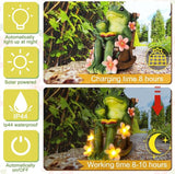 Thyle Frog Miniature Garden Statues Solar Family Reading Frog Garden Statue in Rocking Chair with LED Book Outdoor for Mom Women Grandma Patio Yard Lawn Decor Birthday Gifts Housewarming Decoration