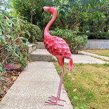 Lifelike Iron Flamingo Garden Statue - Colorful Painting, Perfect Garden Decoration for Lawn, Terrace, and Backyard