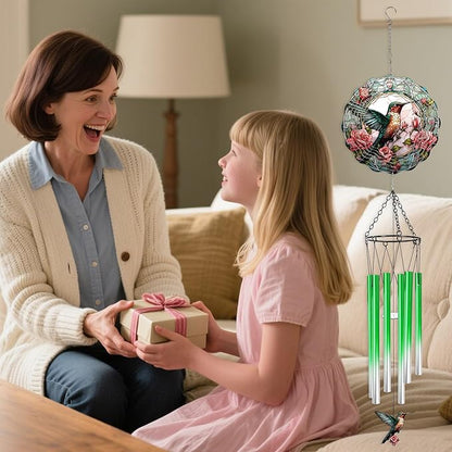 Hummingbird Wind Chimes with Wind Spinner, Mothers Day Birthday Gifts for Women Mom Friends Teacher, Humming Bird Windchimes, Outdoor Hanging Decor for Garden Patio Backyard Porch