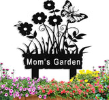 Personalized Metal Flowers Garden Signs with Stake, Custom Garden Signs for Outside Waterproof, Customized Name Sign Yard Lawn Gardens Decor Gardening Gifts for Moms Grandmas Gardeners