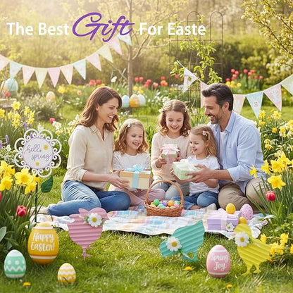 6PCS Spring Chick Metal Yard Decorations Stakes, Grandmas Garden Easter Holiday Yard Decoration Outdoor Stakes, Memorial Personalized Unique Garden Gifts Women for Grandma Statue