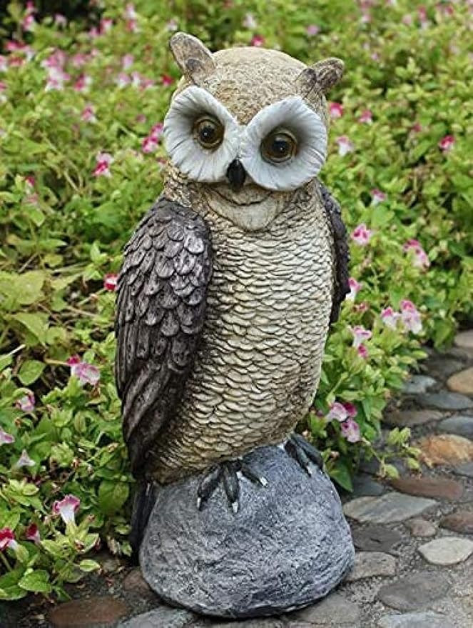 Garden Ornaments Decor Statue Outdoor,Garden Statue Outdoor Figurines Yard Decor,Owl Decoration Sculpture, Garden Animal Painted Resin Crafts Outdoor Garden Lawn Decoration