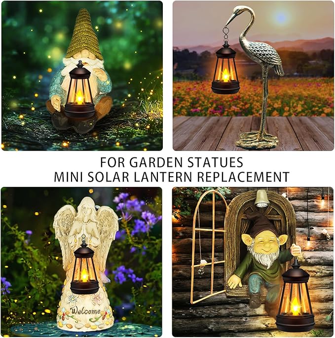Mini Solar Lantern Lights Replacement for Outdoor Statue, Small Hanging Lantern Replacement, Waterproof Garden Decor Outdoor Lighting Decorative Lights for Yard Patio Lighting, Warm White, 1 Pack