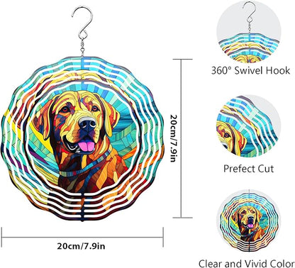Labrador Retriever Wind Spinner Dog Memorial Gifts, Vibrant 3D Kinetic Aluminum Metal Yard Art, Loss of Dogs Sympathy Gifts, Hanging Outdoor Garden Decor, 8" Wind Sculptures for Patio, Porch (LR 6)