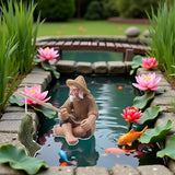 Miniature Fisherman Figurines,Fishing Old Man Ornament Chinese Mudman Sitting Garden Statue Ornament, Outdoor Statues, Garden Sculptures and Statues, Outdoor Décor