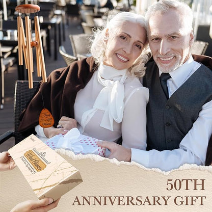 Leebbsin 50th Wedding Anniversary Wind Chime, Happy 50th Anniversary Romantic Gifts for Couple, Parents, Wife, Husband, Friends, Golden Anniversary's Keepsake Gifts Ideas-Large 36''