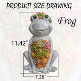 Large Frog Solar Garden Outdoor Statues with Succulent and 8 LED Lights,Outside Solar Frog Art Decor for Lawn,Yard, Balcony Ornament