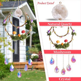 Mushroom Sun Catcher for Window Garden Decor - Mushroom Home Decor Piece with Healing Amethyst Metal Crystal Hanging Indoor Suncatcher Outdoor Wall Rainbow Maker Perfect Handmade Ornaments for House