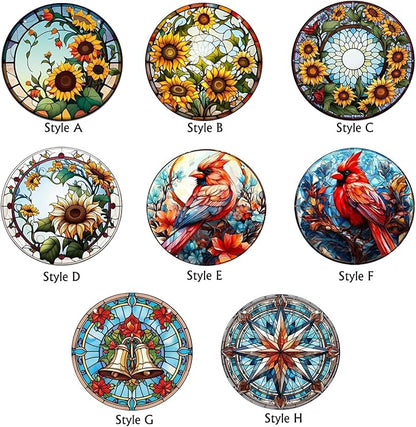5.9'' Sunflower Acrylic Window Hanging Flower Indoor Decor Stained Panel Hangings Wall Art Decor Gift for Daughter,Mom,Grandma (Style D)