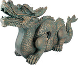 Design Toscano Asian Dragon of the Great Wall Garden Statue, Large 29 Inch Long, Cast Stone Resin, Green Bronze Verdigris Finish
