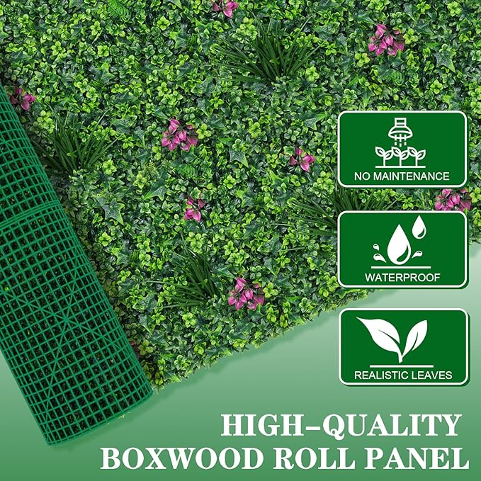 Grooy Boxwood Roll Panels, Grass Wall 60"x120"(50 SQFT), Grass Backdrop, Privacy Screen, Sun Protected Green Wall Decor for Outdoor, Indoor, Garden, Backyard and Décor