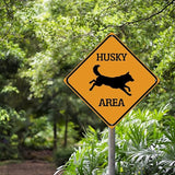 Husky Area Xing Caution Crossing Sign Husky Dog Metal Tin Sign Warning Sign Novelty Road Fence Yard Wall Decor For Indoor Outdoor Man Cave Highway 15x15in