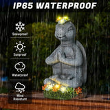 Meditating Turtle Garden Statue with Solar LED Lights - Zen Yoga Turtle Figurine with Succulents, 8.7-Inch Resin Garden Decor, IP65 Waterproof Outdoor Sculpture, Unique Birthday Gifts for Women Mom