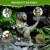 Garden Gnome Statues Garden Decor - Large Dinosaur Eating Gnomes Outdoor Decor for Patio,Lawn,Yard Decor - Uique Housewarming Gift