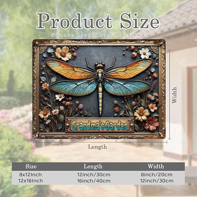 Personalized Metal Signs with Name Made in USA Custom Dragonfly Garden Sign Decorative Metal Print for Wall Decor Customized Home Garden Ideas Gifts Artwork Prints for Yard Ourdoor