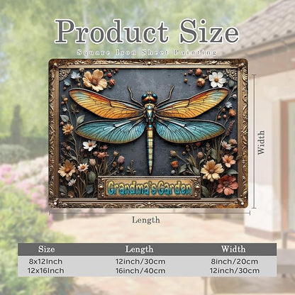 Personalized Metal Signs with Name Made in USA Custom Dragonfly Garden Sign Decorative Metal Print for Wall Decor Customized Home Garden Ideas Gifts Artwork Prints for Yard Ourdoor