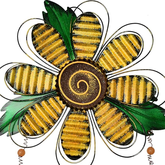 Hanging Welcome Sign Metal Flower Signs Wreath Decor Decorative Door Hanger Indoor Outdoor Spring Decoration for Porch Wall Front Door (Yellow)