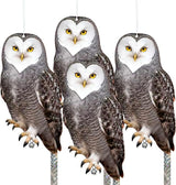 Owls to Keep Birds Away: 4Pcs Fake Owl with Reflective Tape for Orchard Garden Patio Pool, Reflective Hanging Decoration to Keep Birds Pigeon from Windows Tree Vineyard